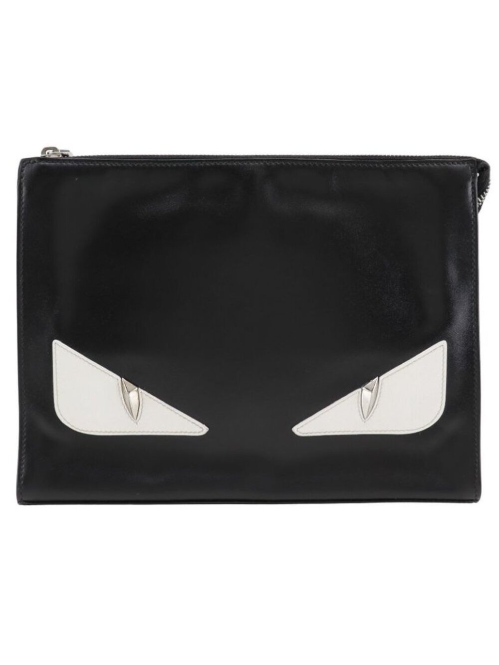 Fendi Bugs Monster 7 Va433 Calf Black Clutch Bag